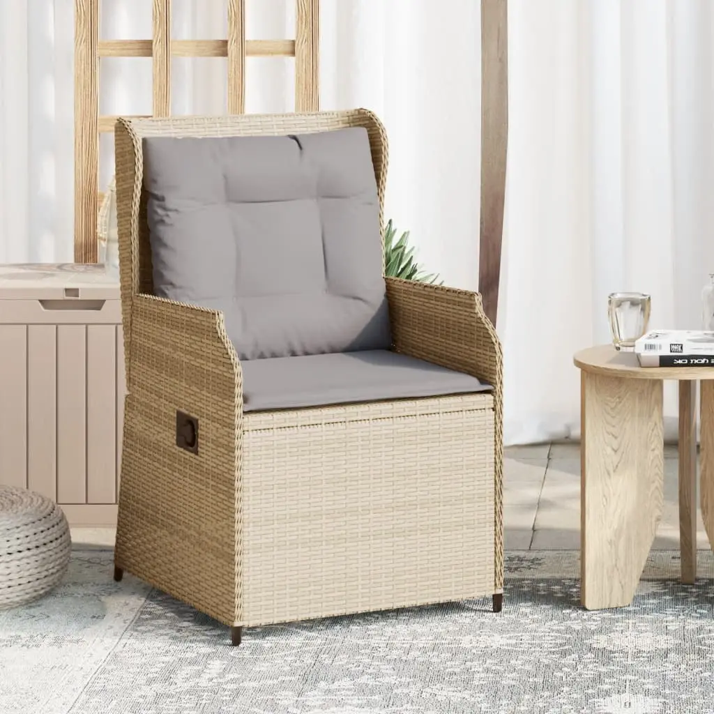 Sedie Reclinabili da Giardino 2pz con Cuscini Beige Polyrattan