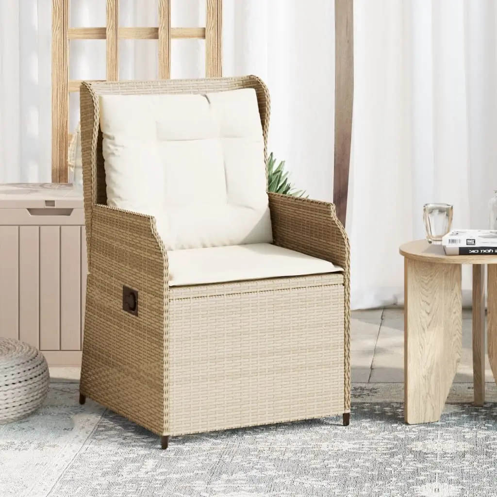 Sedie Reclinabili da Giardino 2pz con Cuscini Beige Polyrattan