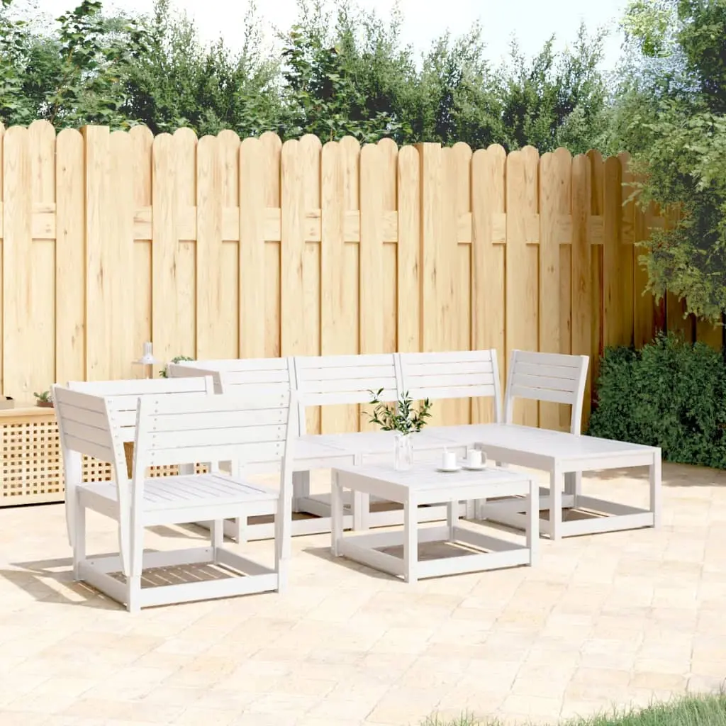 Set Salotto da Giardino 5 pz Bianco in Legno Massello di Pino