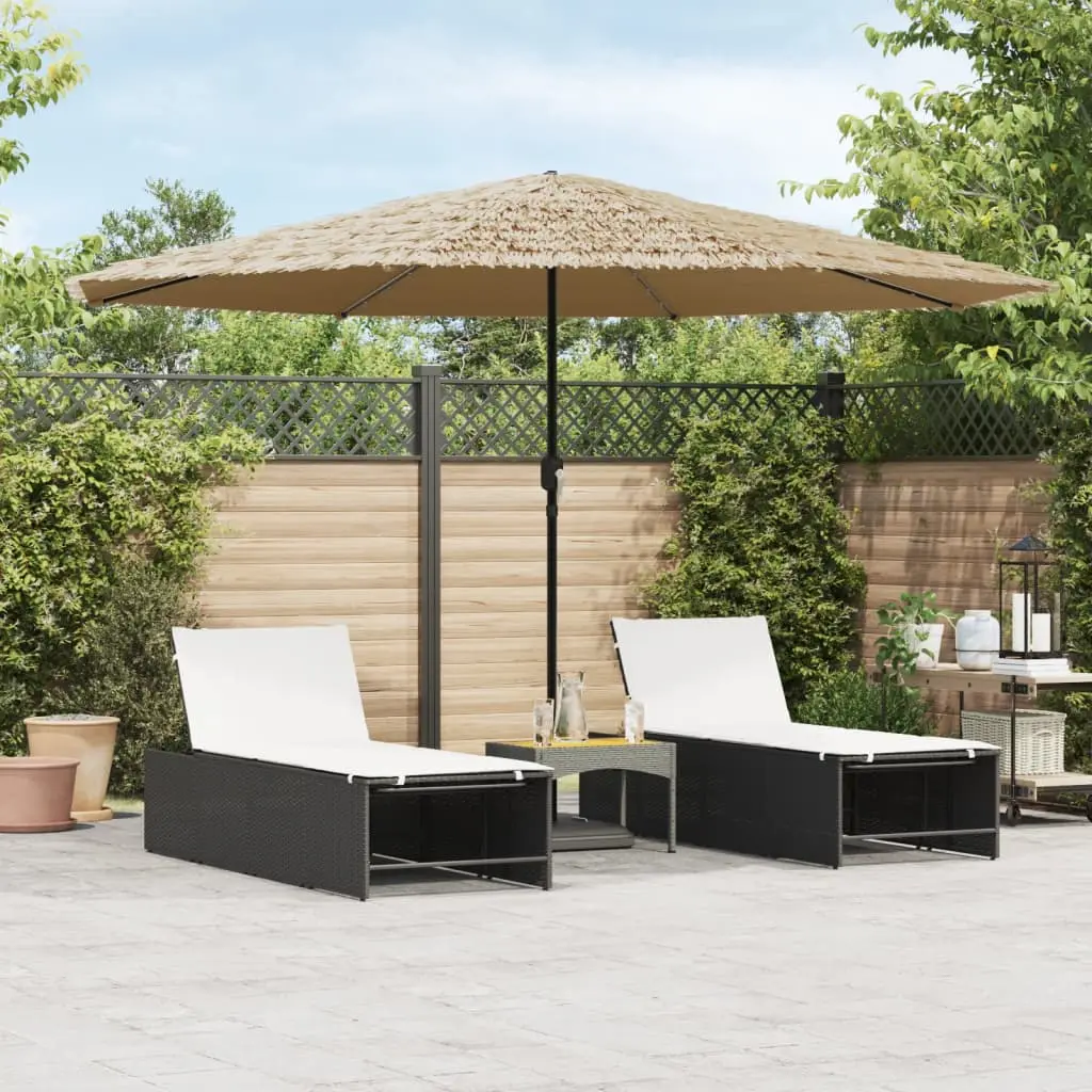 Ombrellone Giardino LED e Palo in Acciaio Marrone 388x388x248cm