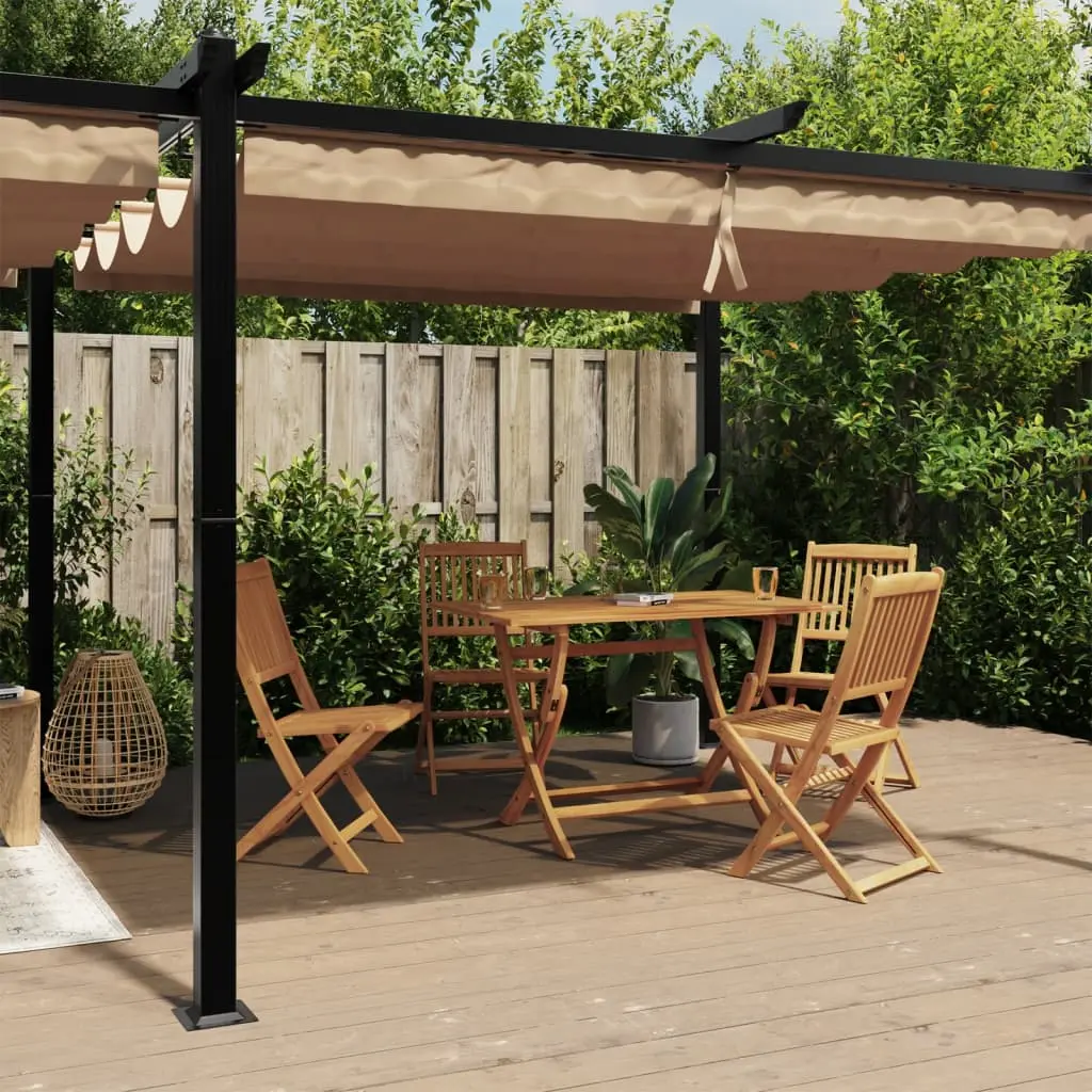 Gazebo da Giardino con Tetto Retrattile Tortora 3x6 m Alluminio