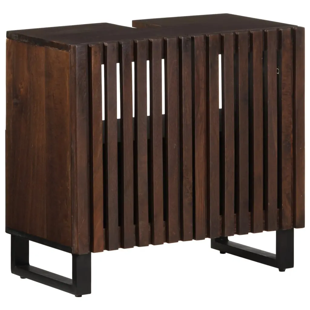 Mobile Lavabo da Bagno 62x34x58cm Marrone Legno Massello Mango