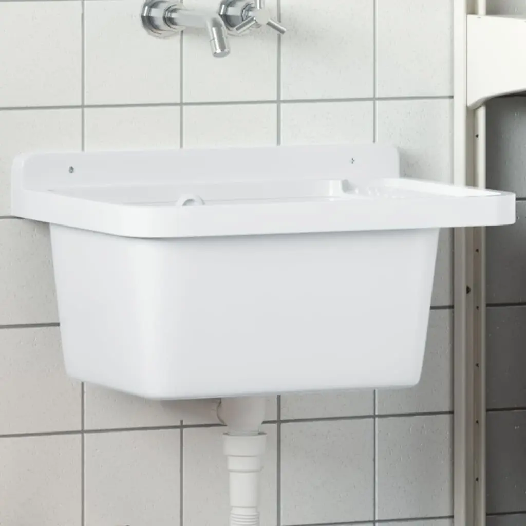 Lavabo a Parete Bianco 50x35x24 cm in Resina