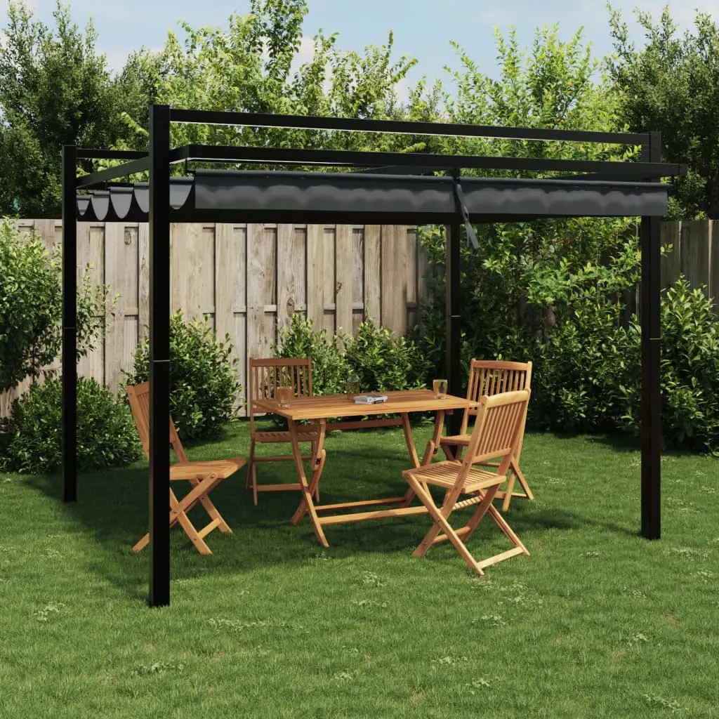 Gazebo Giardino con Tetto Retrattile Antracite 3x3 m Alluminio