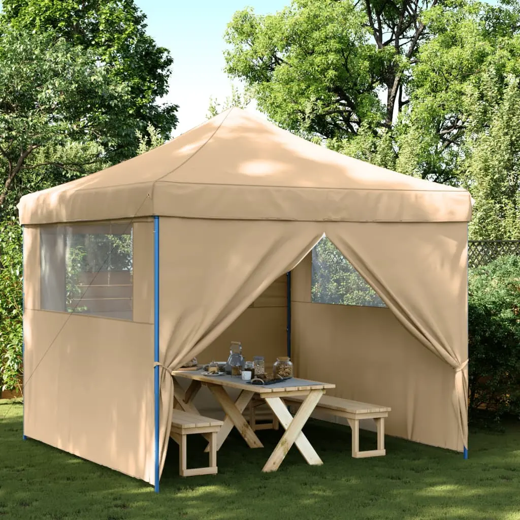 Tendone per Feste Pieghevole Pop-Up con 4 Pareti Beige