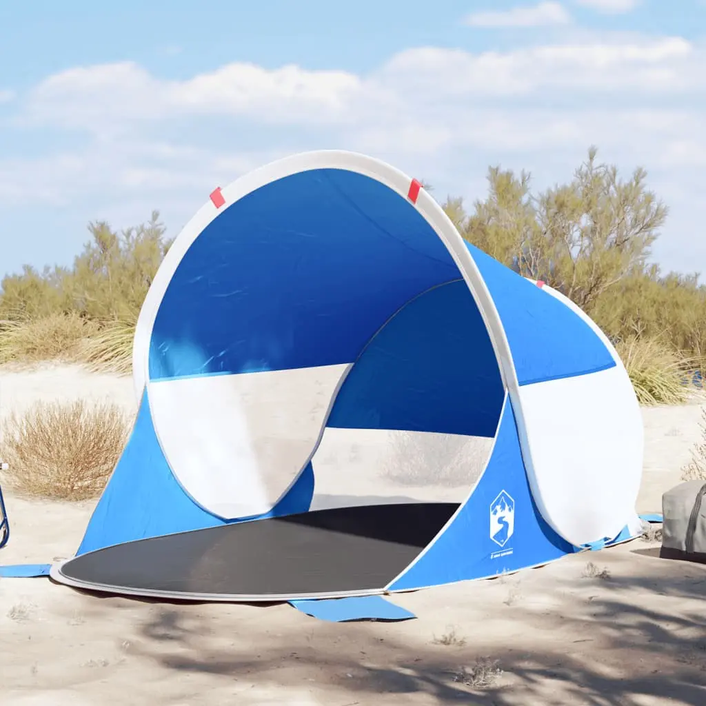 Tenda da Spiaggia 2 Persone Pop-Up Azzurra Impermeabile