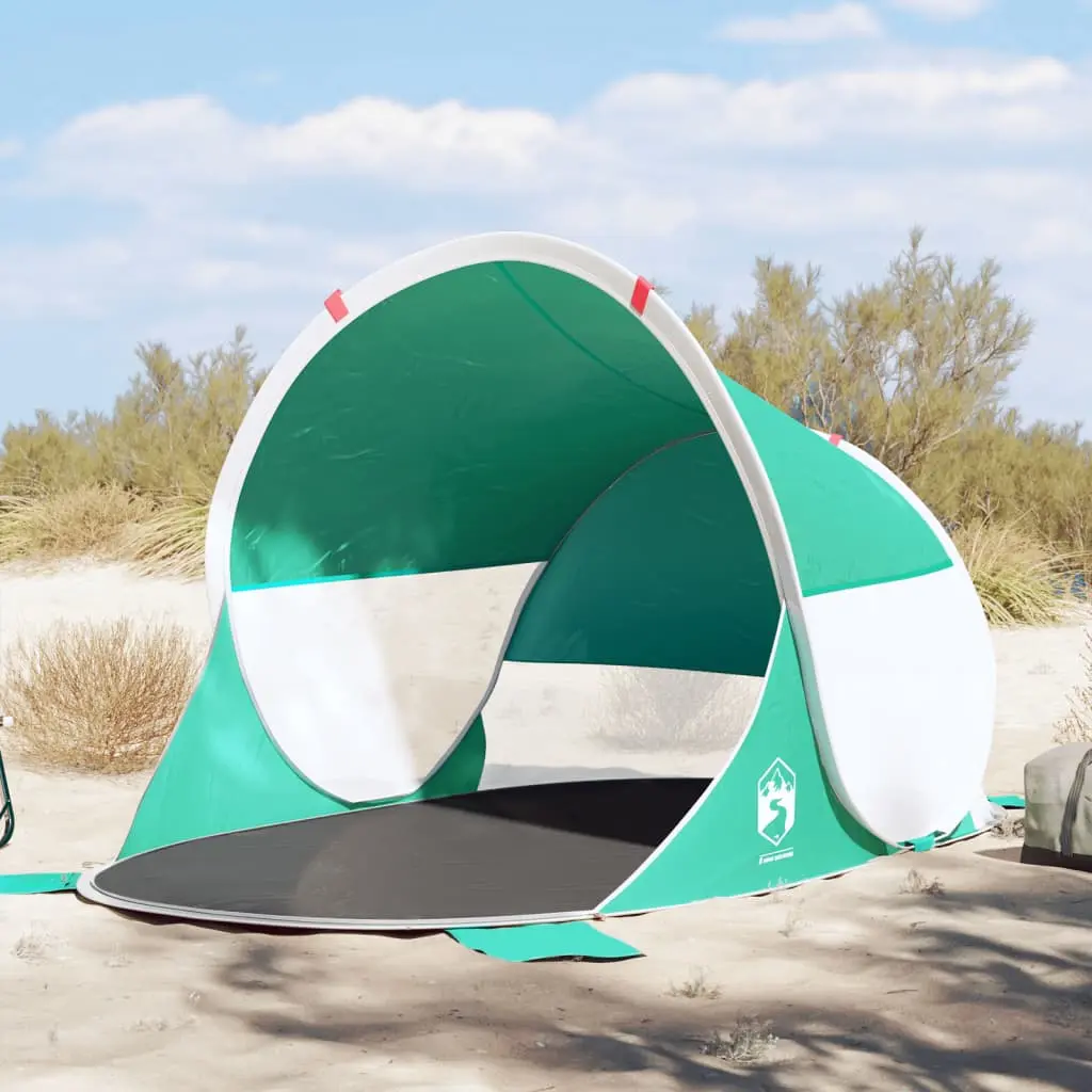 Tenda da Spiaggia 2 Persone Pop-Up Verde Mare Impermeabile