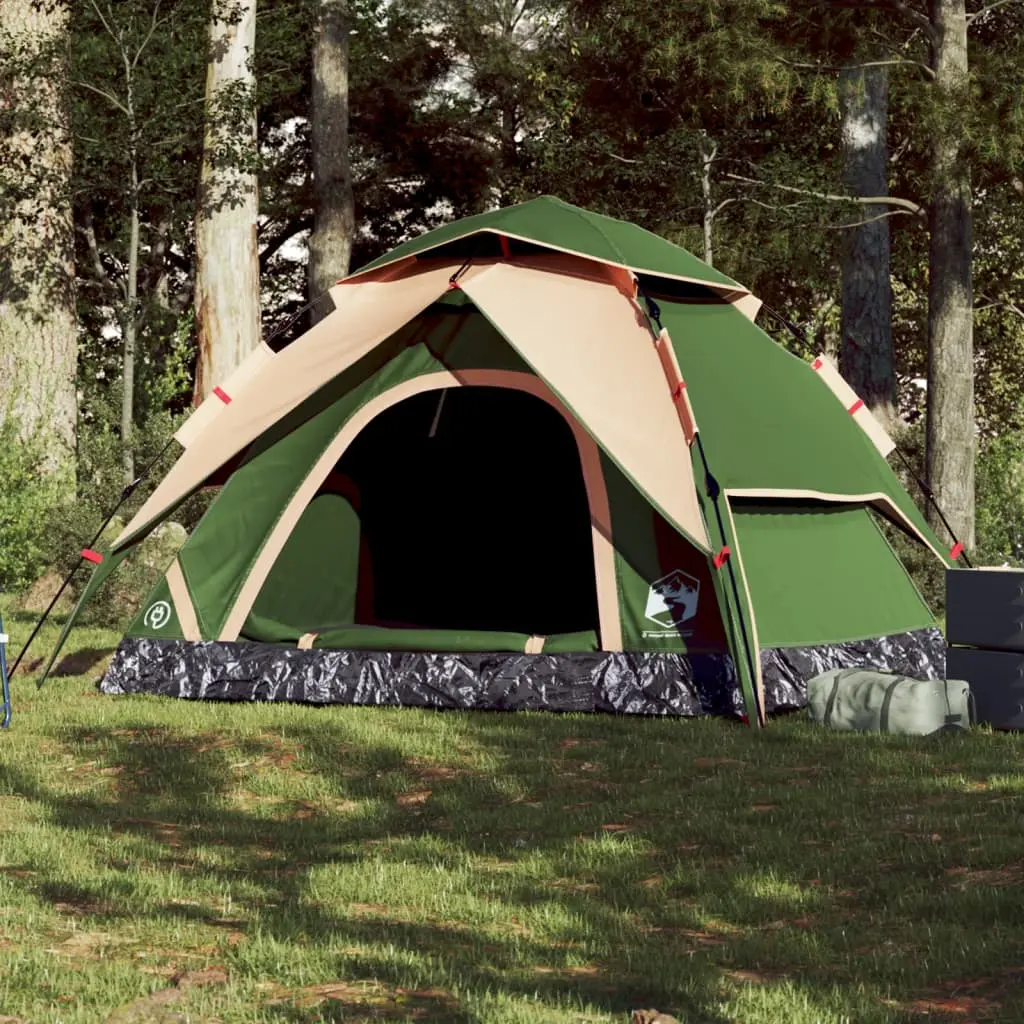 Tenda a Cupola da Campeggio 5 Persone Verde a Rilascio Rapido