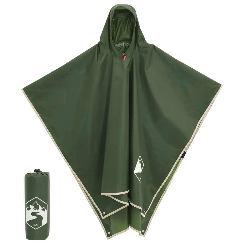 Poncho Antipioggia con Cappuccio Design 2 in 1 Verde 223x145 cm