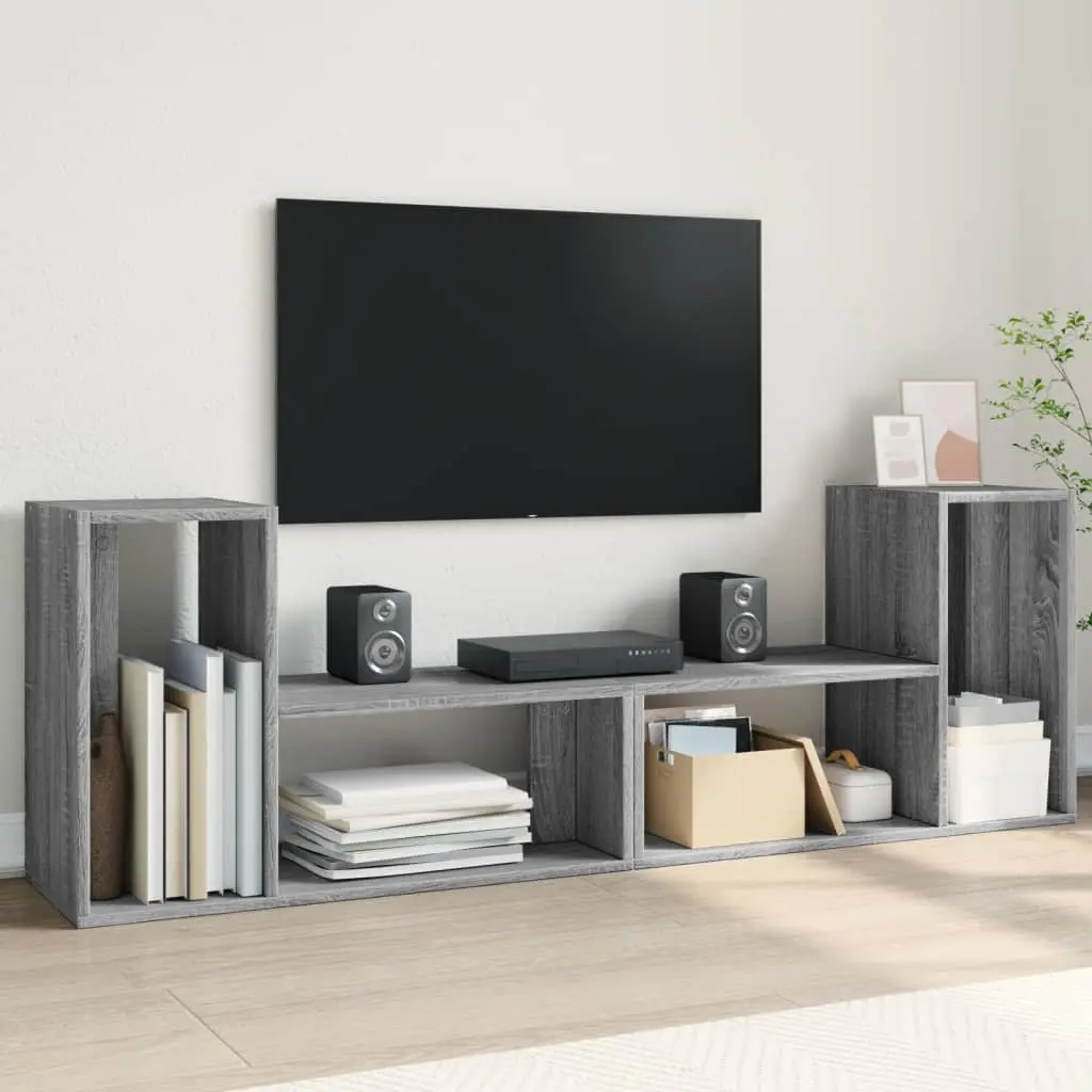 Mobili TV 2 pz Grigio Sonoma 75x30x50 cm in Legno Multistrato