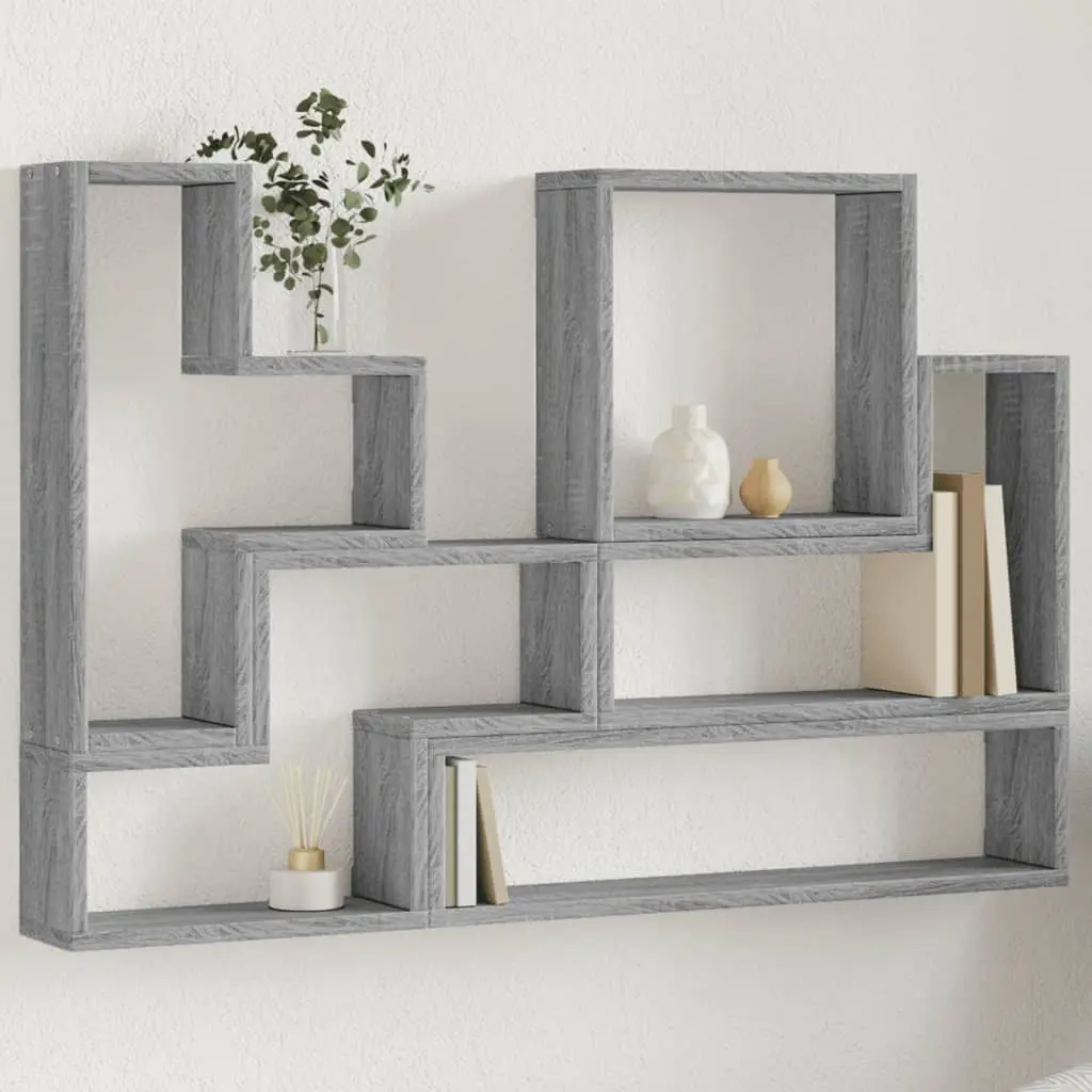 Mensola a Muro Grigio Sonoma 96x12x64 cm in Legno Multistrato