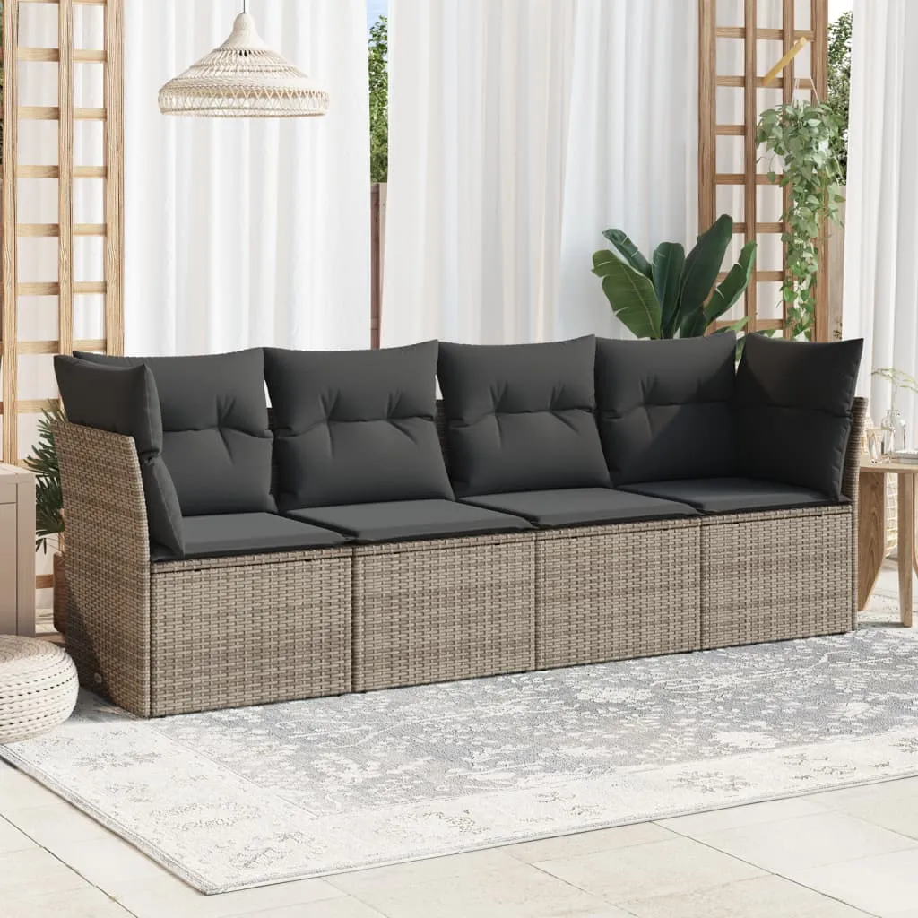 vidaXL Set Divani da Giardino 4 pz con Cuscini in Polyrattan Grigio