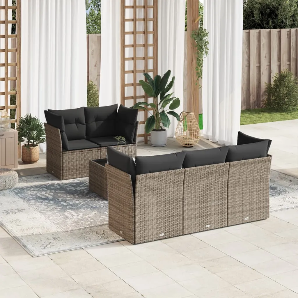 vidaXL Set Divano da Giardino 6 pz con Cuscini Grigio in Polyrattan