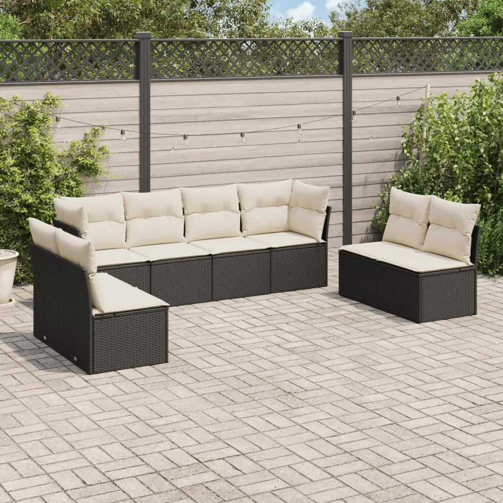 vidaXL Set Divani da Giardino con Cuscini 8 pz Nero in Polyrattan