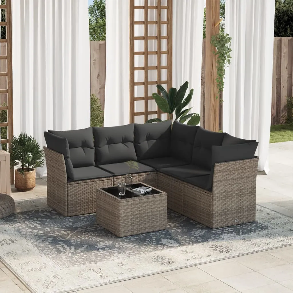 vidaXL Set Divano da Giardino 6 pz con Cuscini Grigio in Polyrattan