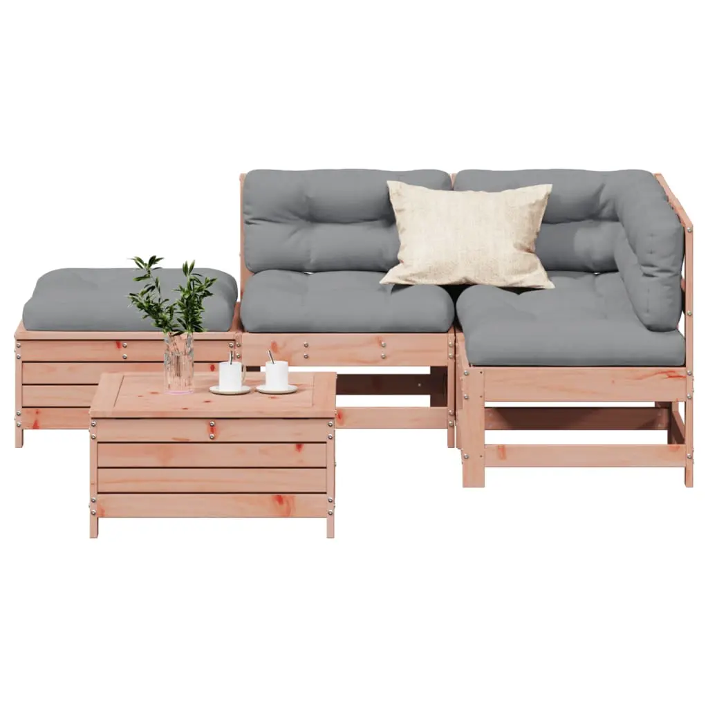 Set Divani Giardino 5 pz con Cuscini Legno Massello di Douglas