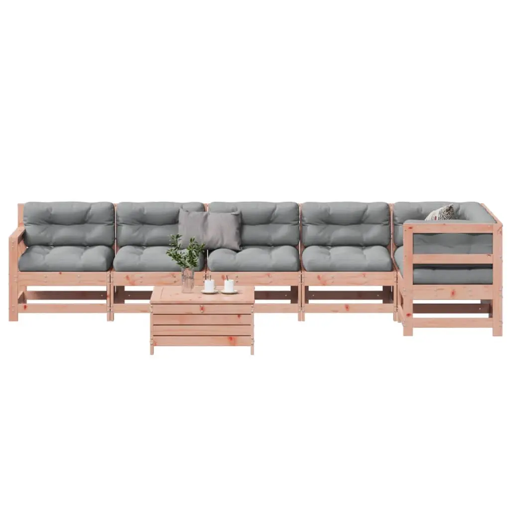 Set Divani Giardino 7 pz con Cuscini Legno Massello di Douglas