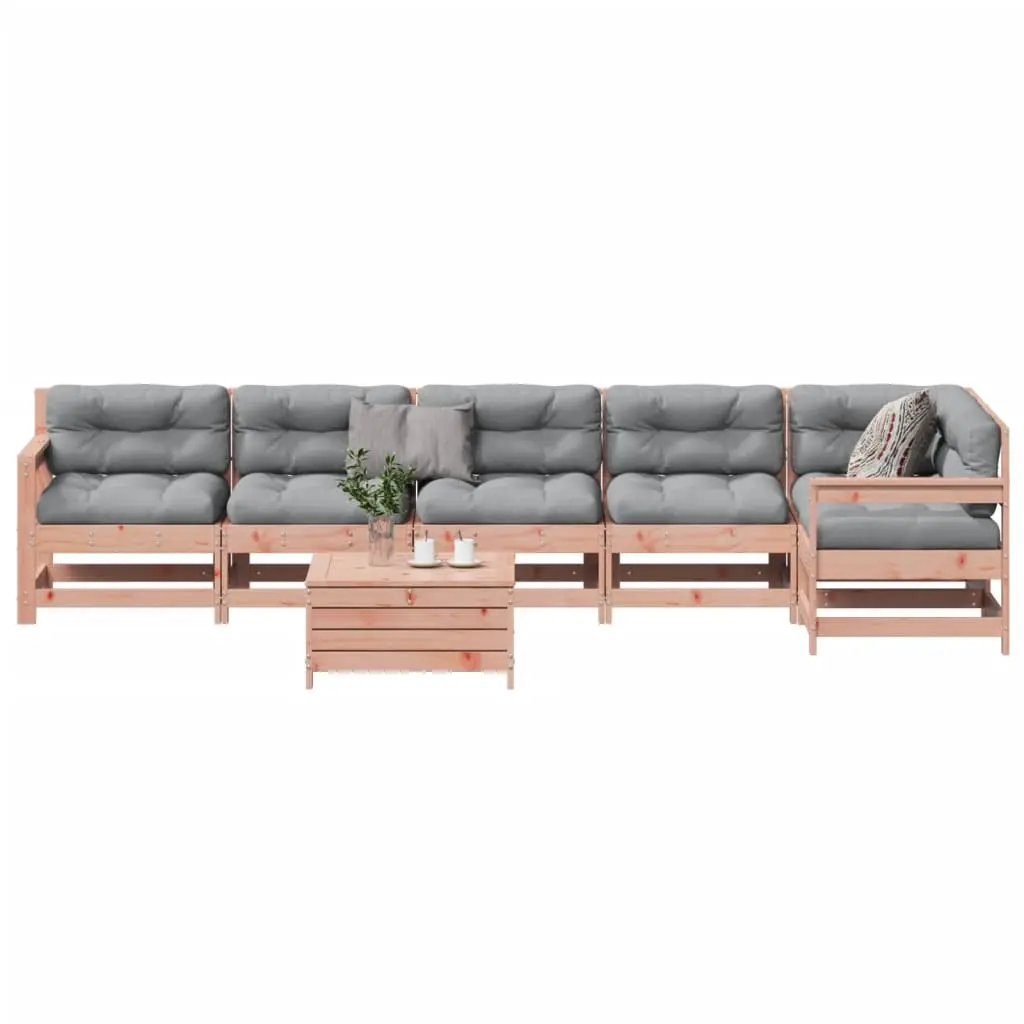 Set Divani Giardino 7 pz con Cuscini Legno Massello di Douglas