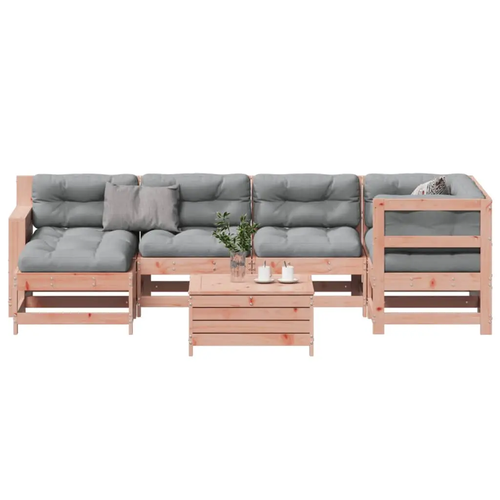 Set Divani Giardino 7 pz con Cuscini Legno Massello di Douglas