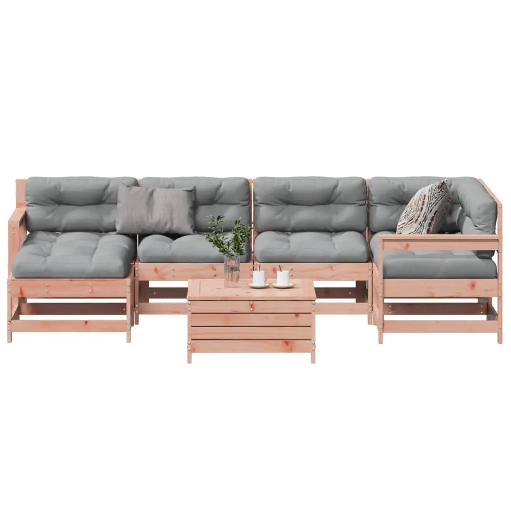 Set Divani Giardino 7 pz con Cuscini Legno Massello di Douglas