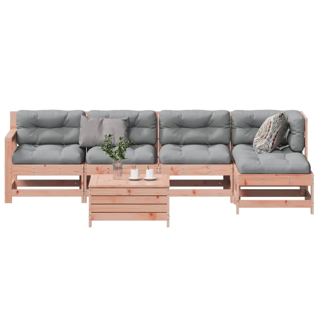 Set Divani Giardino 6 pz con Cuscini Legno Massello di Douglas