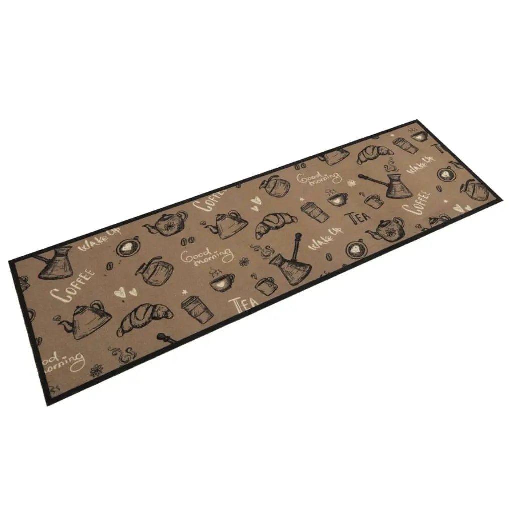 Tappeto da Cucina Lavabile Marrone Mattutino 45x150 cm Velluto