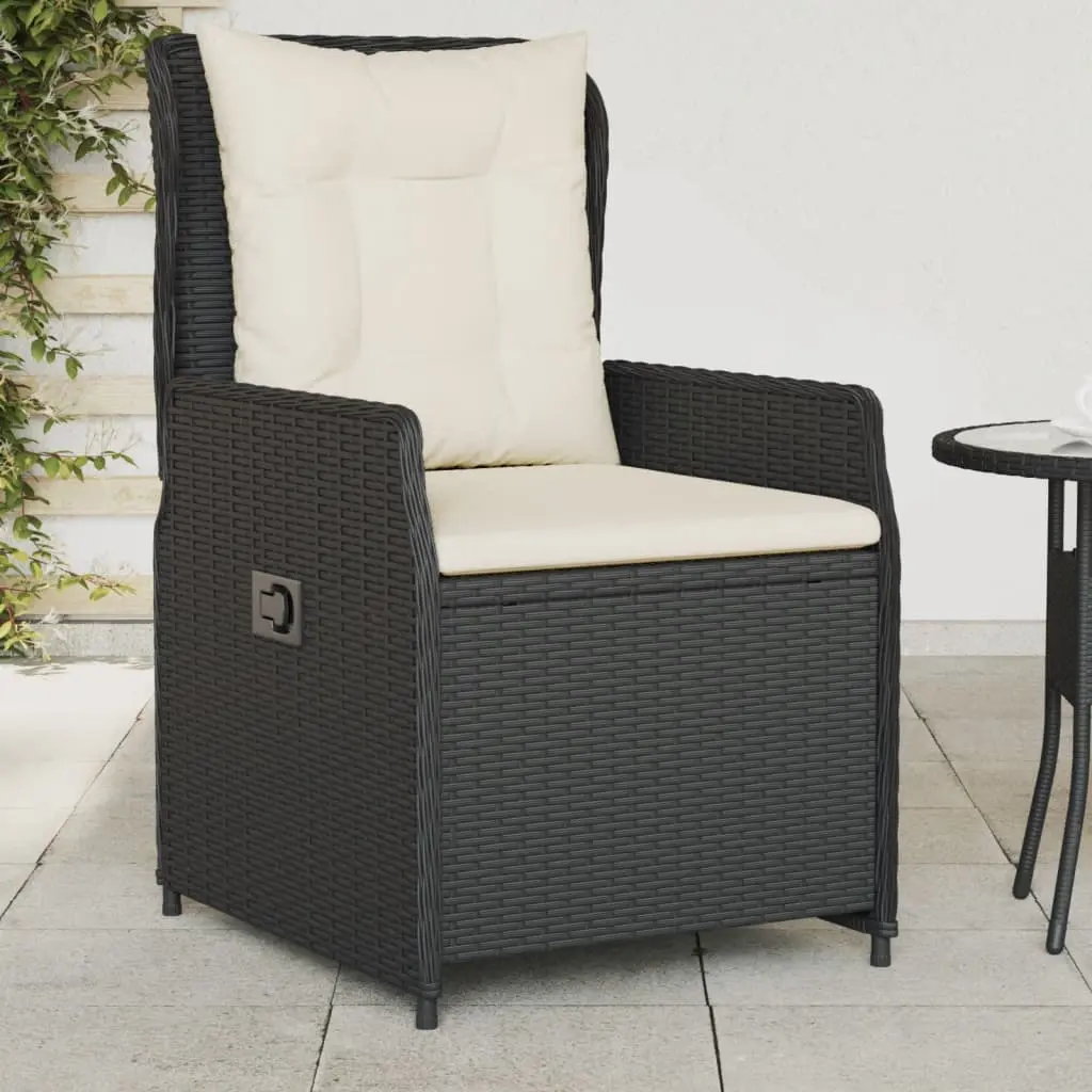 Sedie da Giardino Reclinabili 2 pz Nere in Polyrattan