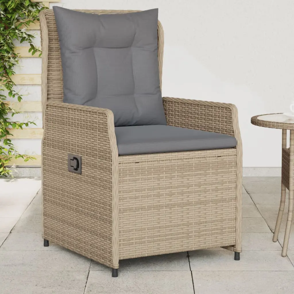 Sedie da Giardino Reclinabili 2 pz Beige Polyrattan