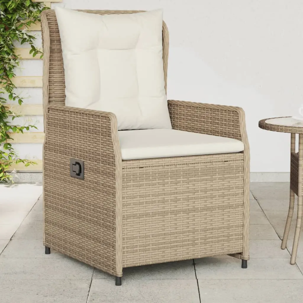 Sedie da Giardino Reclinabili 2 pz Beige Polyrattan