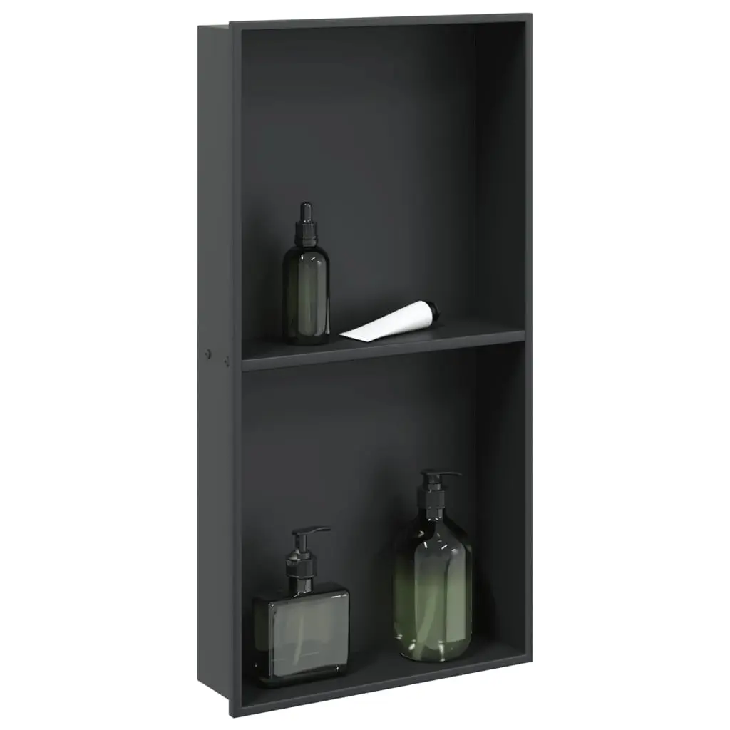 Nicchia per Doccia Nero Opaco 32x62x9cm in Acciaio Inox