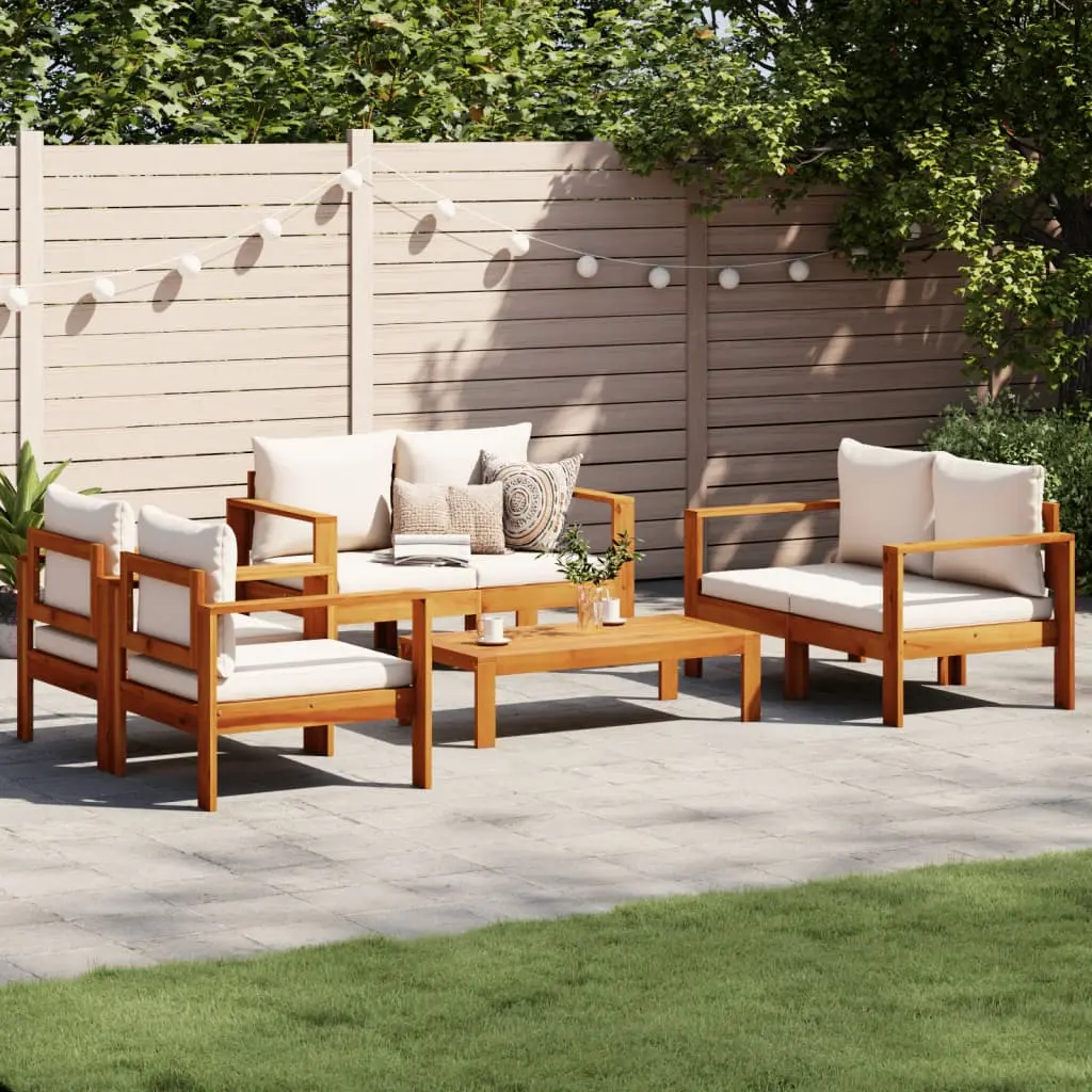 Set Divano da Giardino 5 pz con Cuscini Legno Massello Acacia