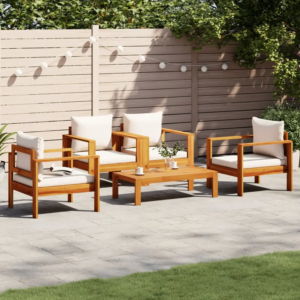 Set Divano da Giardino 5 pz con Cuscini Legno Massello Acacia