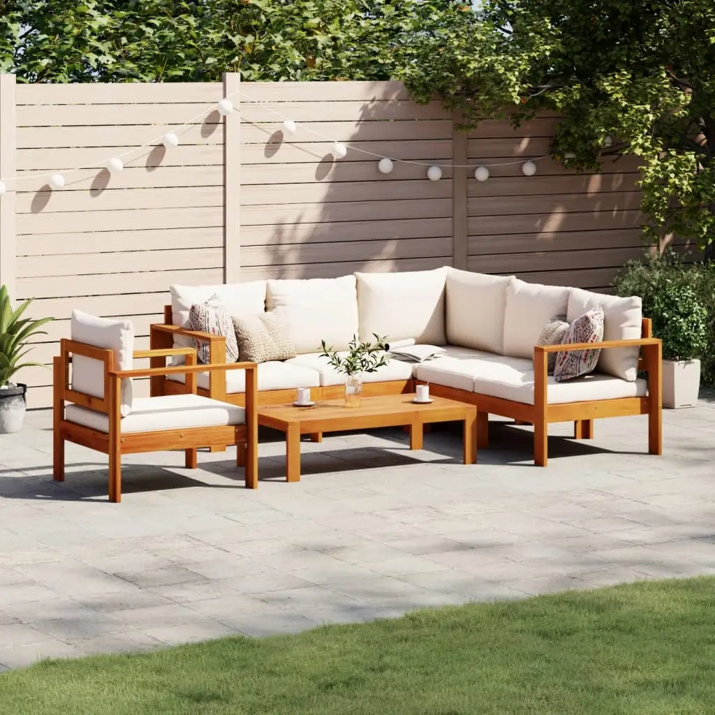 Set Divano da Giardino 5 pz con Cuscini Legno Massello Acacia