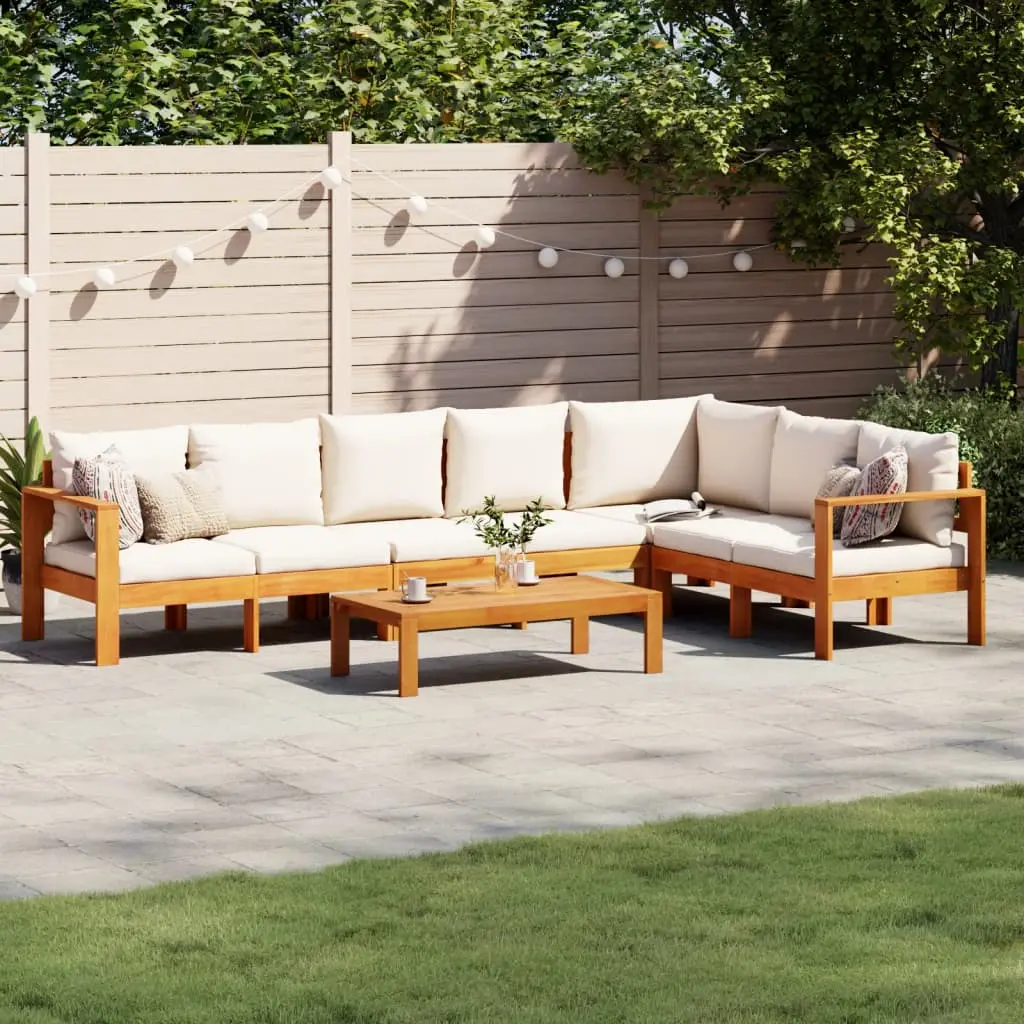 Set Divano da Giardino 5 pz con Cuscini Legno Massello Acacia