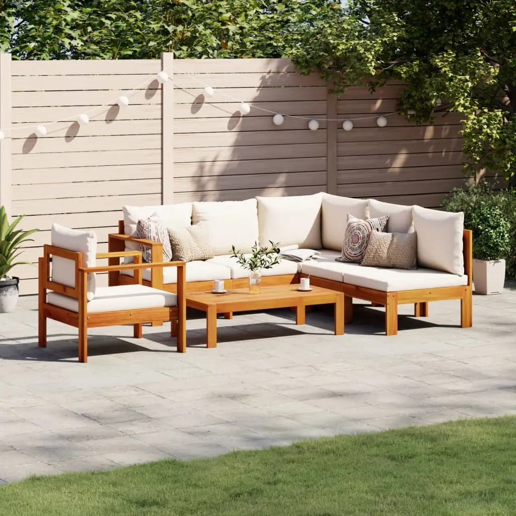 Set Divano da Giardino 5 pz con Cuscini Legno Massello Acacia