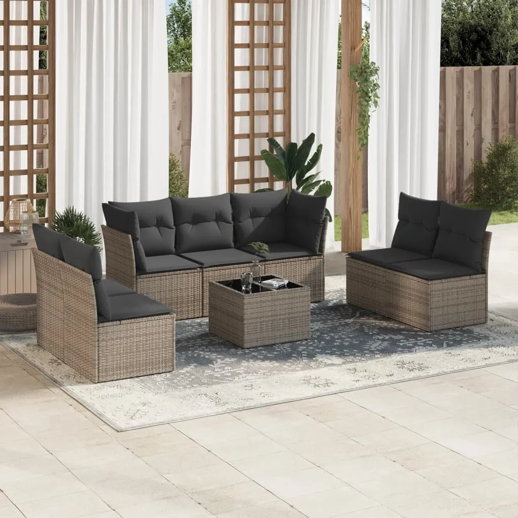 vidaXL Set Divano da Giardino 8 pz con Cuscini Grigio in Polyrattan