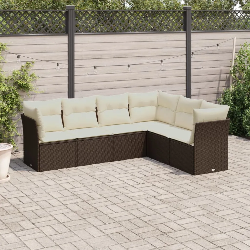 vidaXL Set Divani da Giardino 6 pz con Cuscini Marrone in Polyrattan