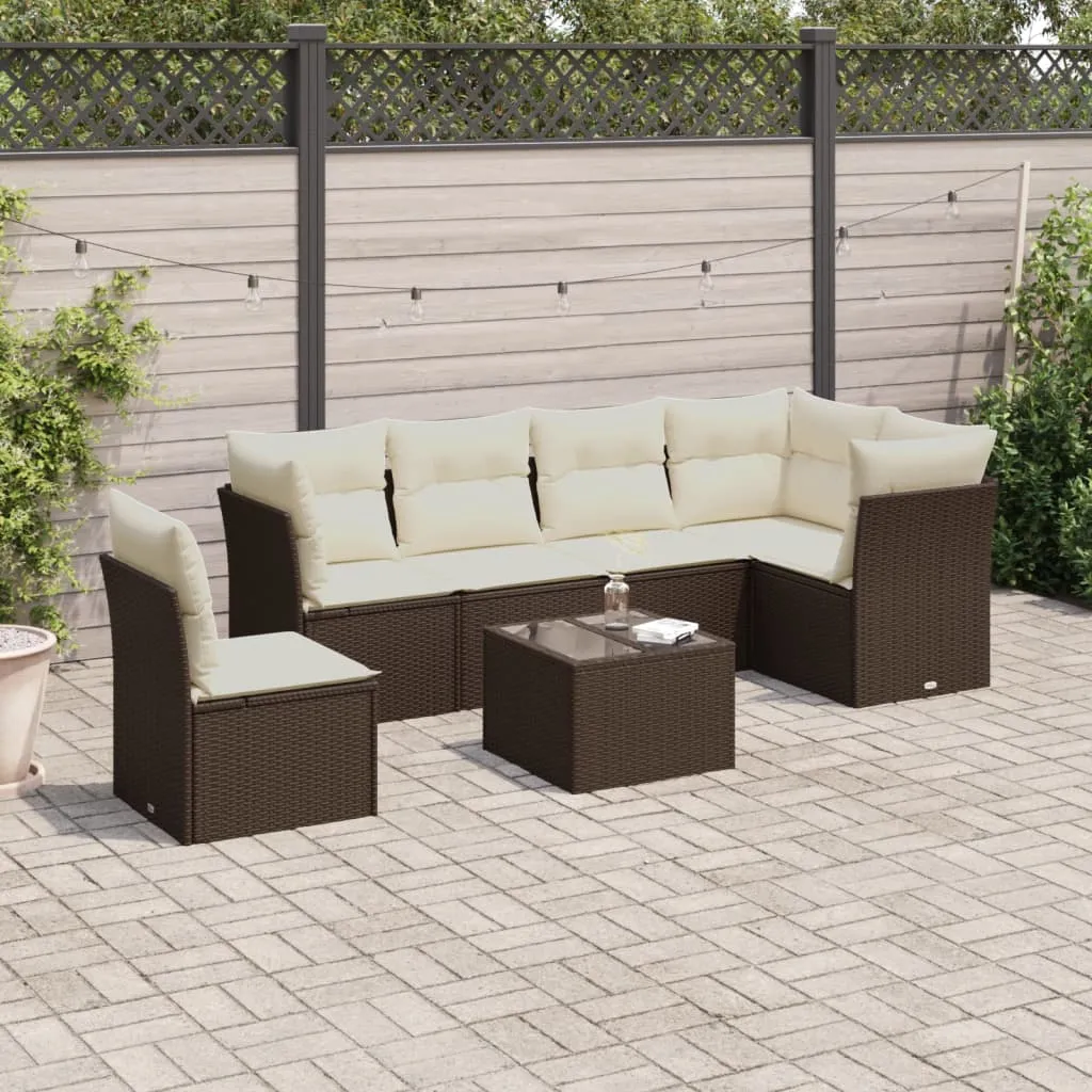 vidaXL Set Divani da Giardino con Cuscini 7pz Nero Polyrattan