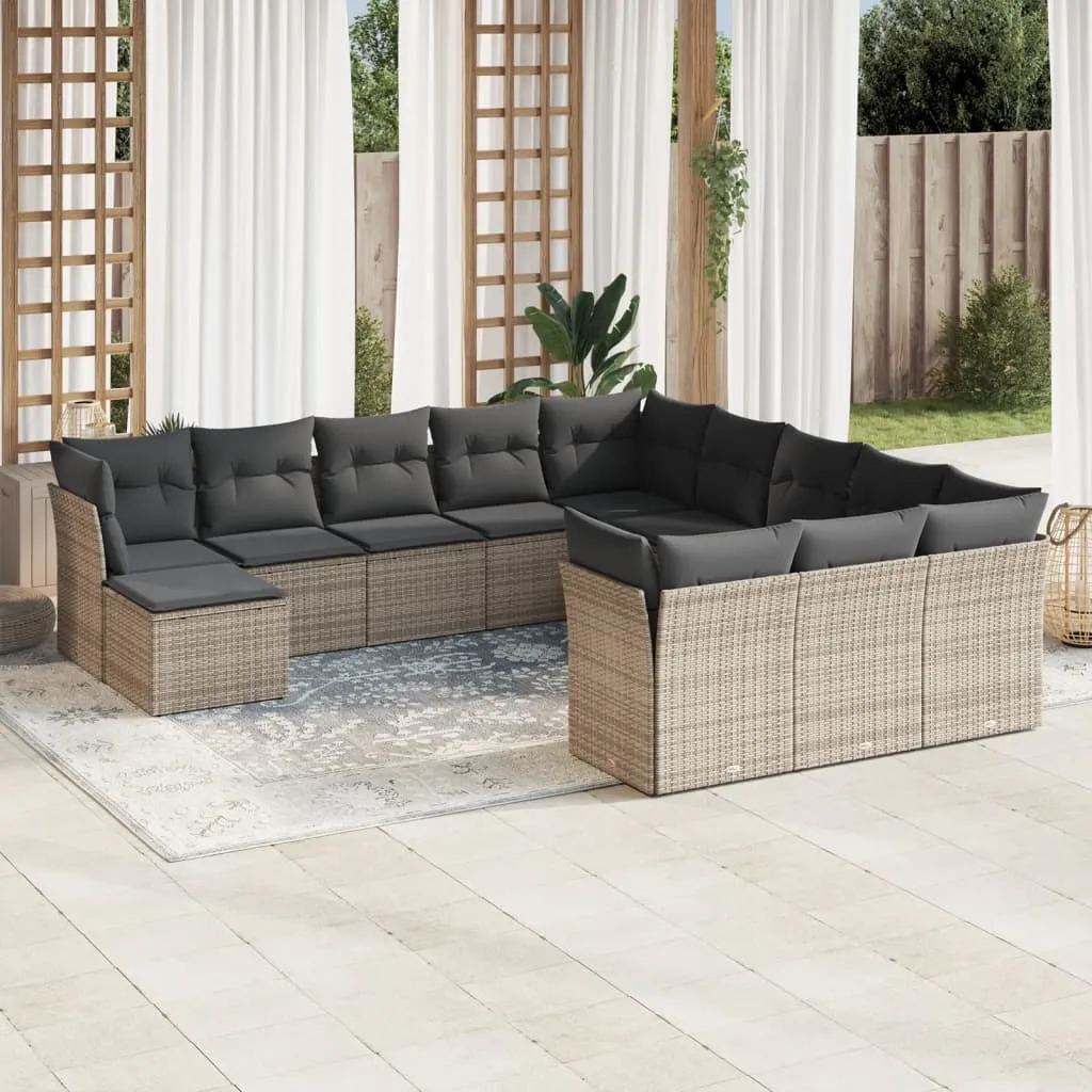 vidaXL Set Divani da Giardino 12 pz con Cuscini Grigio in Polyrattan