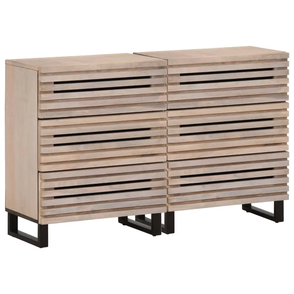 Credenze 2 pz 60x34x75 cm in Legno Massello di Mango