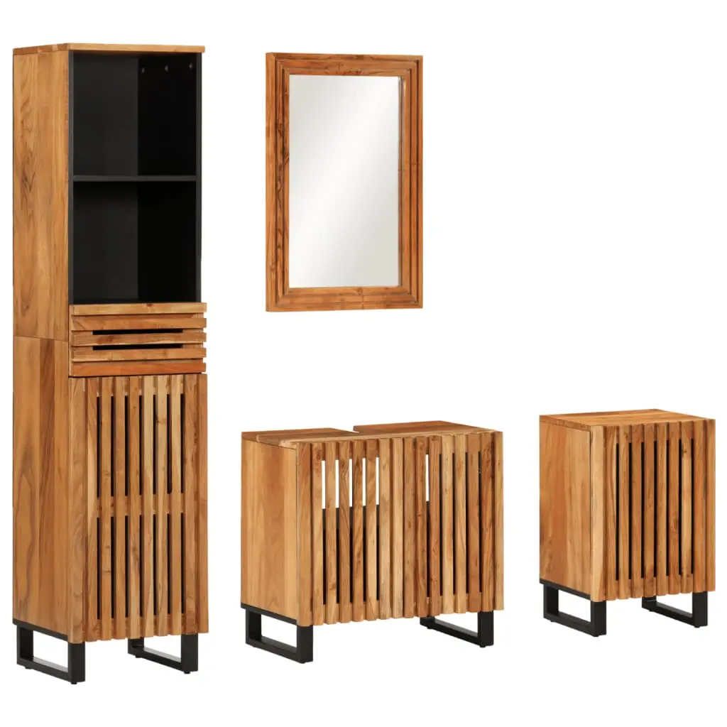 Set Mobili da Bagno 4 pz in Legno Massello di Acacia