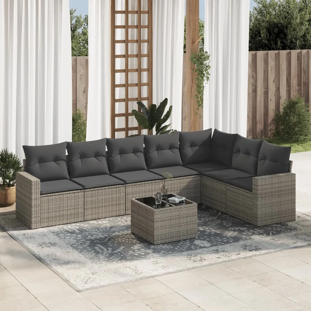 vidaXL Set Divano da Giardino 8 pz con Cuscini Grigio in Polyrattan