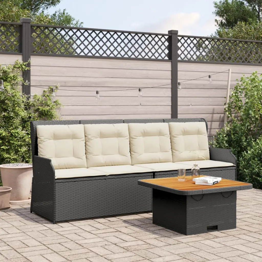 Set Divani da Giardino 3 pz con Cuscini Nero in Polyrattan