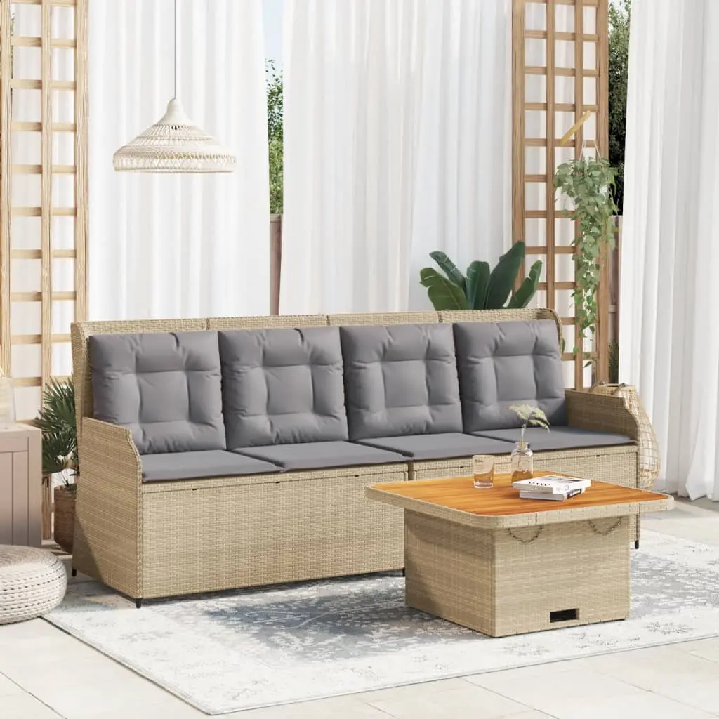 Set Divani da Giardino 3 pz con Cuscini in Polyrattan Beige