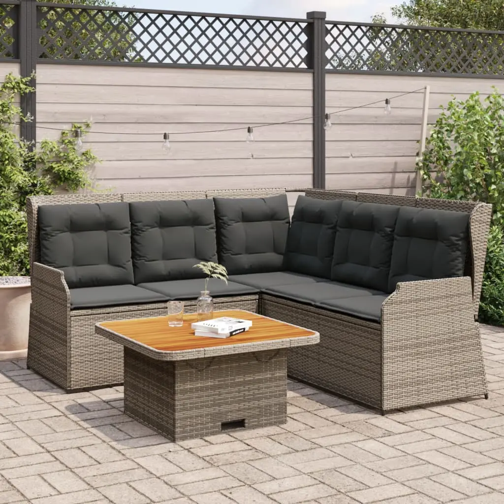 Set Divani da Giardino 4 pz con Cuscini in Polyrattan Grigio