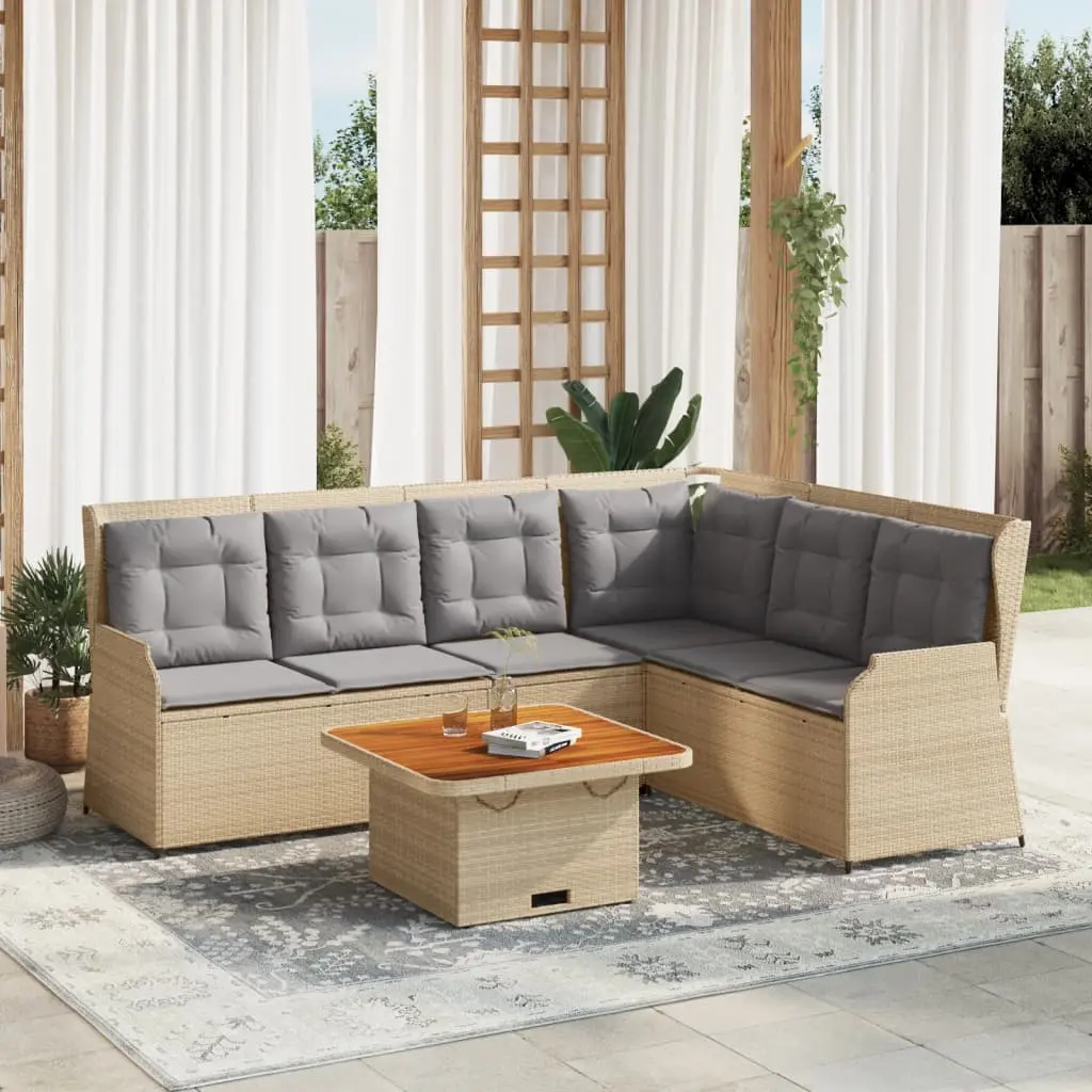 Set Divani da Giardino 5 pz con Cuscini in Polyrattan Beige