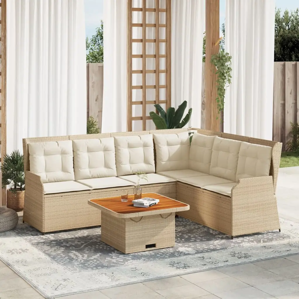 Set Divani da Giardino 5 pz con Cuscini in Polyrattan Beige