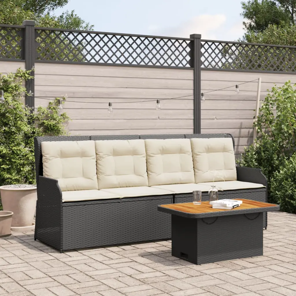 Set Divani da Giardino 3 pz con Cuscini Nero in Polyrattan