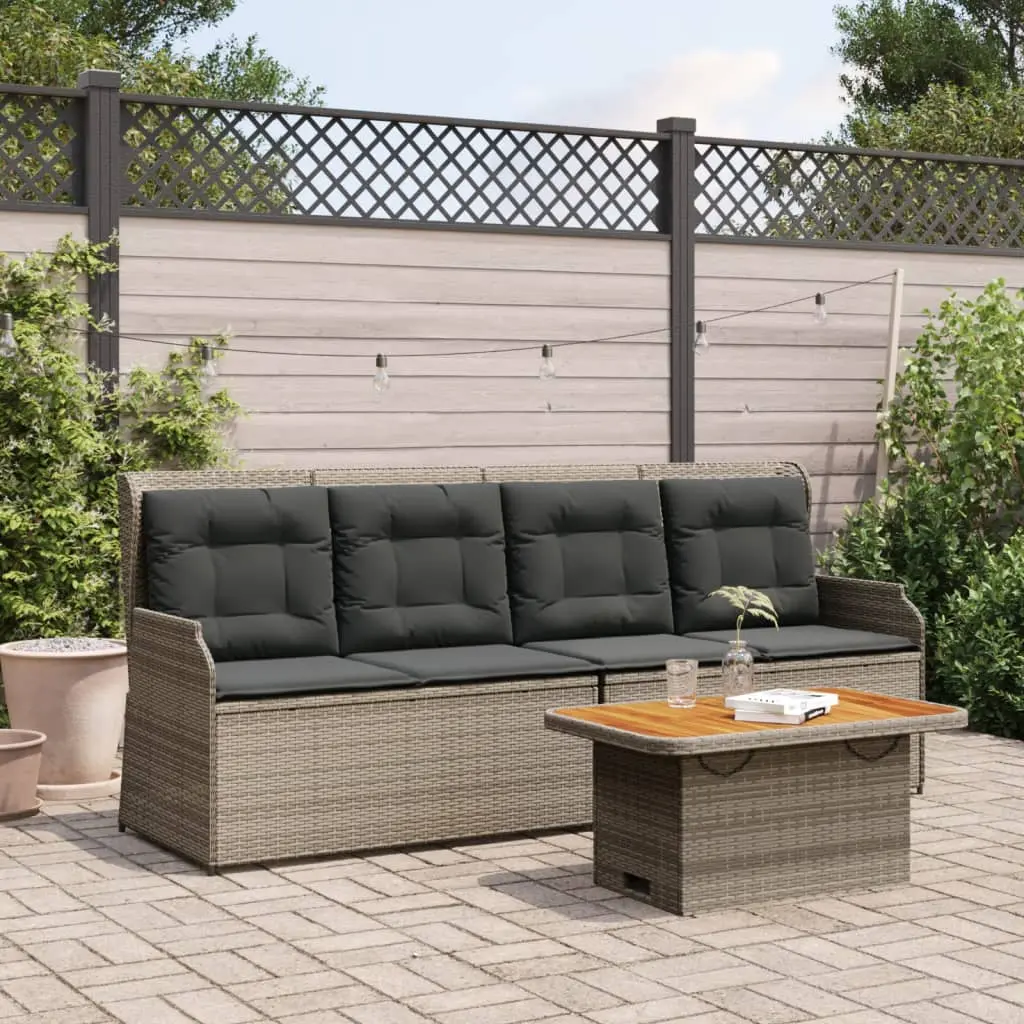 Set Divani da Giardino 3 pz con Cuscini in Polyrattan Grigio