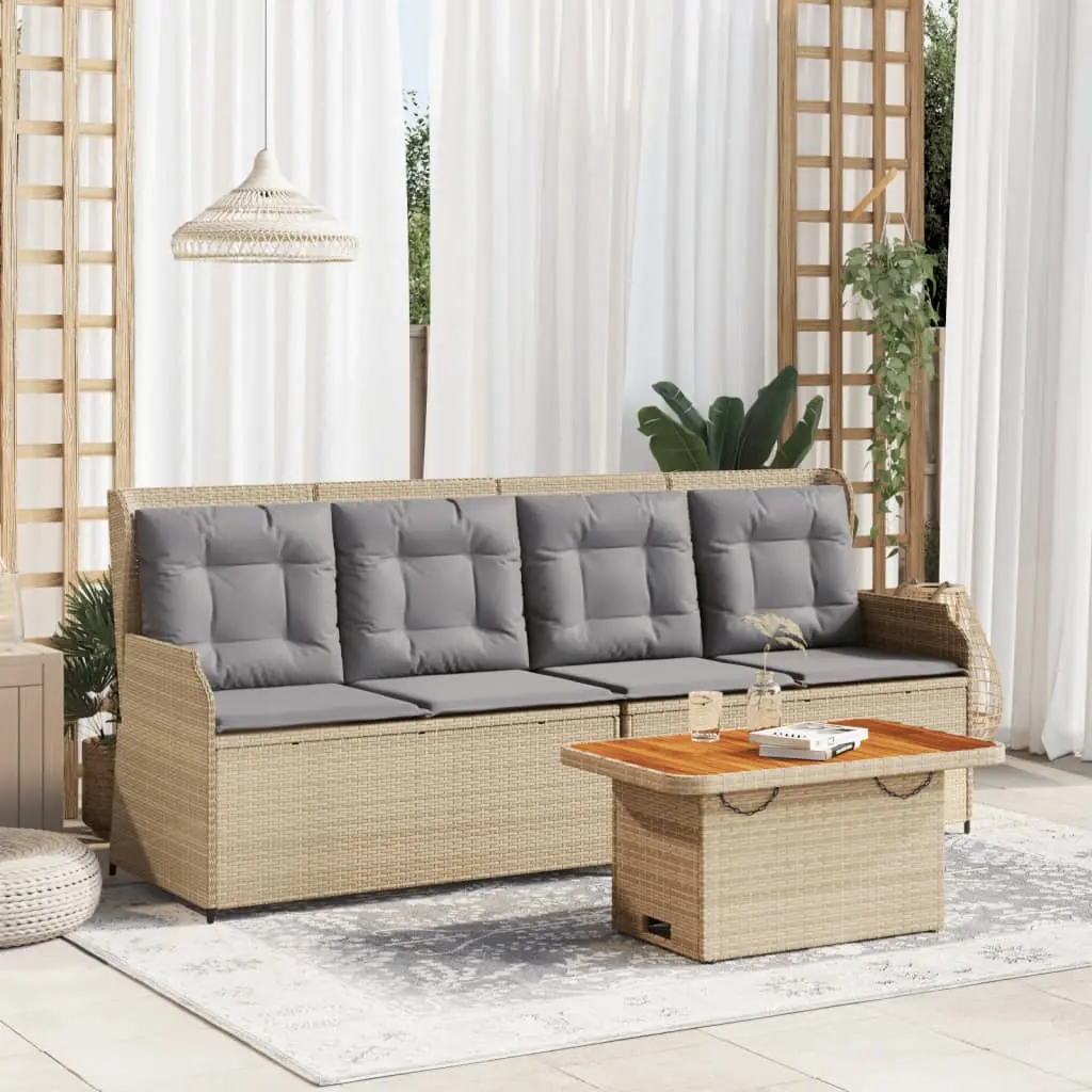 Set Divani da Giardino 3 pz con Cuscini in Polyrattan Beige